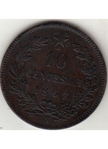 1867 - 10 Centesimi Zecca Napoli Vittorio Emanuele II BB